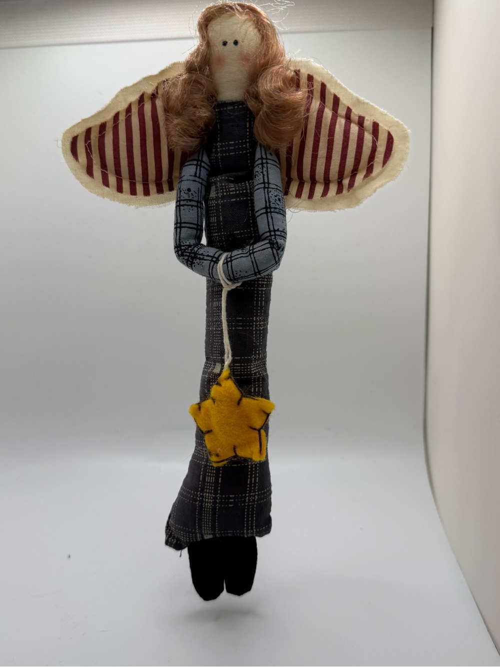 Vintage Winged Folk Art Angel Doll Primitive Ornament Christmas